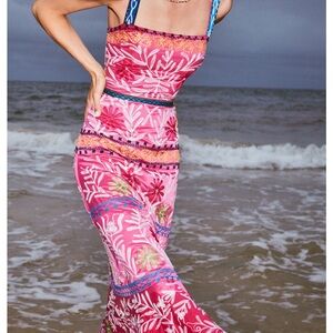 NWT Alexis Alora Pink Floral Embroidered Midi Dress